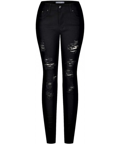 Women's Trendy Colored Distressed Skinny Jeans Black14 $16.83 Jeans