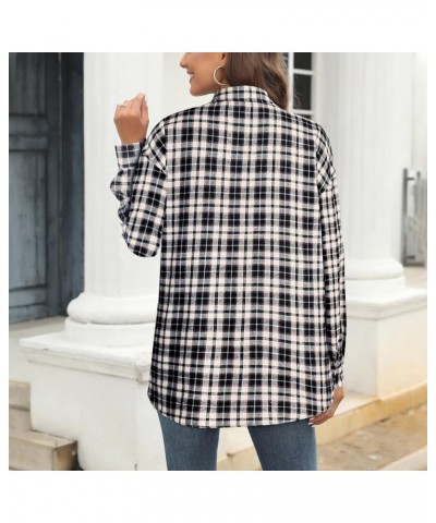 Womens Flannel Plaid Shackets Jackets 2024 Long Sleeve Shirts Tops Fashion Button Down Corduroy Outfits Clothes With Pockets ...