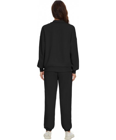 Womens 2 Piece Outfits Casual Tracksuits Long Sleeve Sweatsuits Outfit Workout Joggers Sets Loungewear with Pockets Black $27...