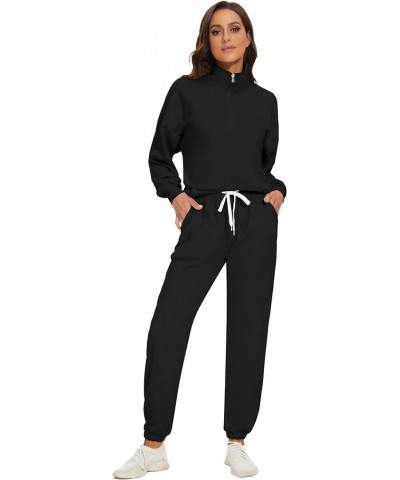 Womens 2 Piece Outfits Casual Tracksuits Long Sleeve Sweatsuits Outfit Workout Joggers Sets Loungewear with Pockets Black $27...