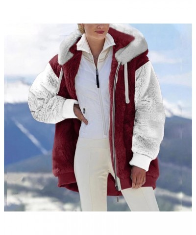 Oversized Fuzzy Fleece Jackets For Women Fashion 2023 Color Block Faux Fur Cardigan Coat Shaggy Warm Winter Outerwear F09-win...