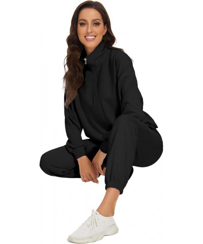 Womens 2 Piece Outfits Casual Tracksuits Long Sleeve Sweatsuits Outfit Workout Joggers Sets Loungewear with Pockets Black $27...