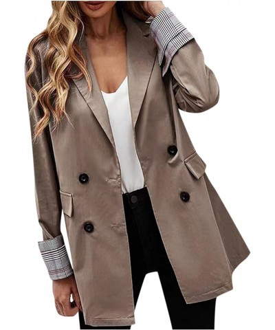 Stylish Winter Plus Size Coats Ladie's Work Long Sleeve Comfy Fit Outerwear Solid Pocket Thick Lapel Coat 01-khaki $10.94 Jac...