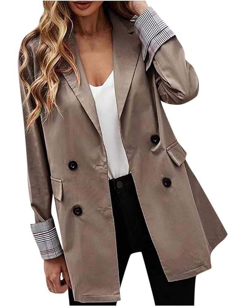 Stylish Winter Plus Size Coats Ladie's Work Long Sleeve Comfy Fit Outerwear Solid Pocket Thick Lapel Coat 01-khaki $10.94 Jac...