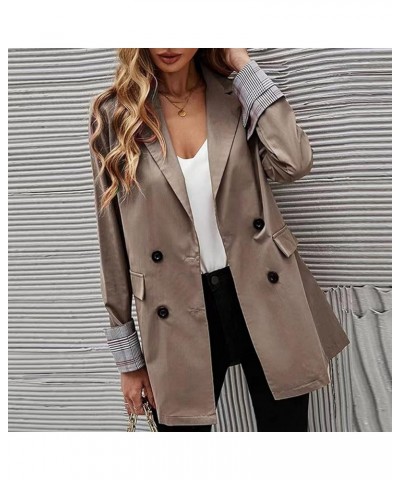 Stylish Winter Plus Size Coats Ladie's Work Long Sleeve Comfy Fit Outerwear Solid Pocket Thick Lapel Coat 01-khaki $10.94 Jac...