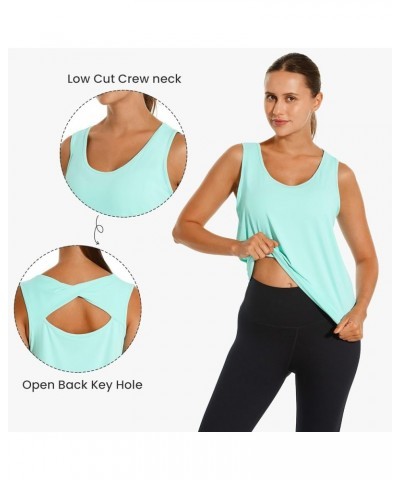 Womens Workout Tank Top Loose Fit Open Back Yoga Tops Athletic Running Gym Cooling Sleeveless Shirts Green $13.51 Activewear