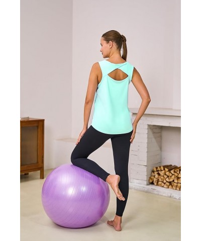 Womens Workout Tank Top Loose Fit Open Back Yoga Tops Athletic Running Gym Cooling Sleeveless Shirts Green $13.51 Activewear