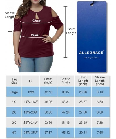 Women Plus Size Tops Short Sleeve Summer Keyhole Sexy Casual T Shirts Blue $8.54 Tees