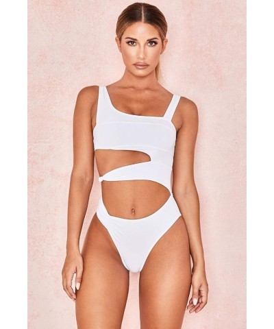 ND Women Bikini Set Bottom One Piece Cutout Swimsuit Tummy Control Girl Triangle Sexy Solid Color High Waist Bikini Dress Whi...