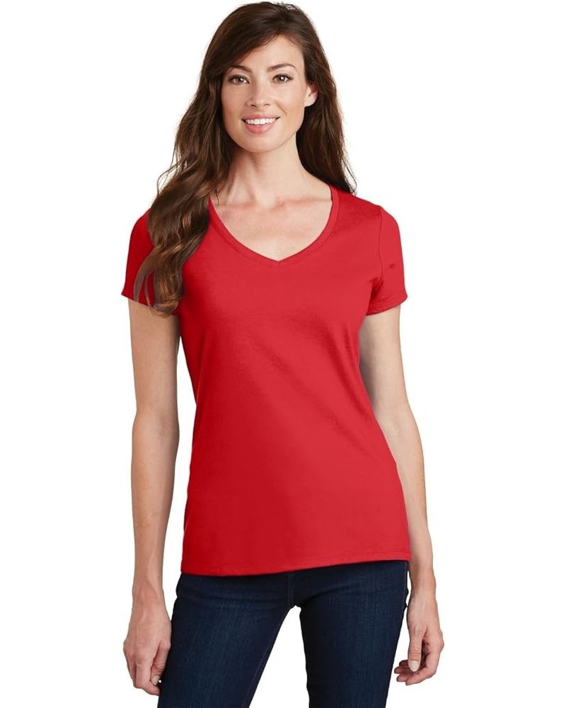 Port & Company Ladies Fan Favorite V-Neck Tee Bright Red $6.64 Tees