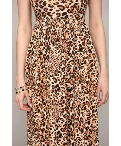 Womens Short Sleeve Loose Plain Casual Long Maxi Dresses with Pockets Wdr2284_leopard $12.13 Dresses