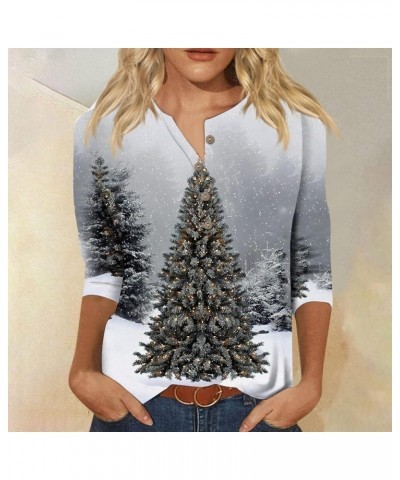 Christmas Shirts for Women Three Quarter/Long Sleeve Tops Casual Blouses Cute Graphic Tees Y2k Ladies Clothes 2a-green $7.01 ...