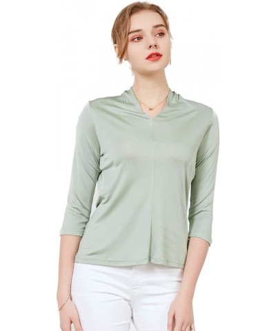 Alexander Women's Mulberry Silk T-Shirt Fashion Tops Green $21.83 Tees