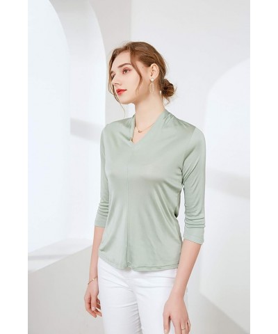 Alexander Women's Mulberry Silk T-Shirt Fashion Tops Green $21.83 Tees