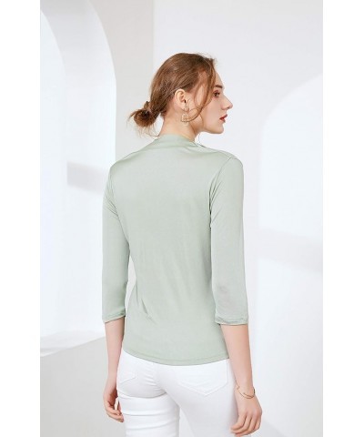 Alexander Women's Mulberry Silk T-Shirt Fashion Tops Green $21.83 Tees