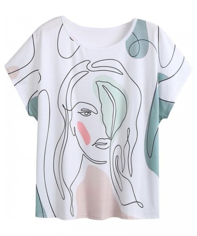 Women's Figure Graphic Print Short Sleeve Round Neck T Shirt Top Figure Graphic White $11.00 Tees