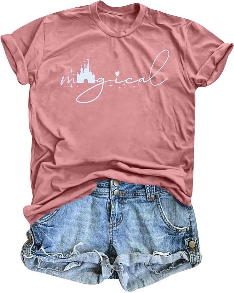 Magical Shirt for Women Magic Kingdom Tshirt Family Vacation Tee Magic Castle Graphic T-Shirt Summer Causal Short Sleeve Tops...