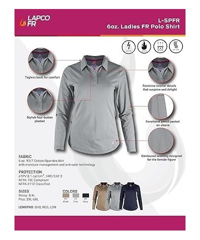 FR Women Stretch Fit L-SPFR6, Gray, 2XL LON MED LON Khaki $34.46 Shirts