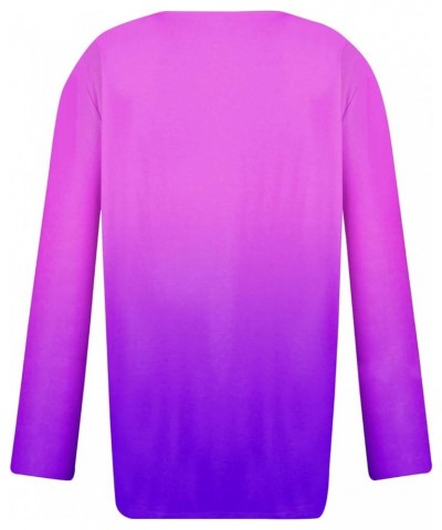 Women V Neck Short/Long Sleeve Tops Casual Button Shirts Trendy Slim Fit T Shirt Tunic Tops to Wear with Leggings A2-purple $...