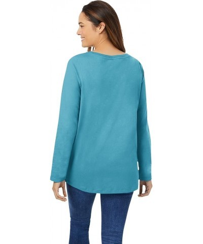 Women's Plus Size Perfect Long-Sleeve V-Neck Tee Shirt Raspberry $16.09 Tees