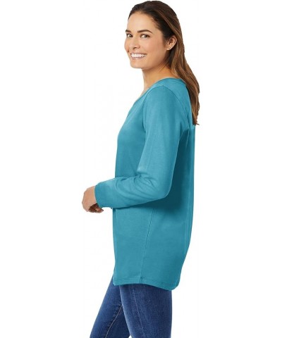 Women's Plus Size Perfect Long-Sleeve V-Neck Tee Shirt Raspberry $16.09 Tees