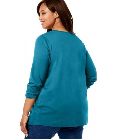 Women's Plus Size Perfect Long-Sleeve V-Neck Tee Shirt Raspberry $16.09 Tees