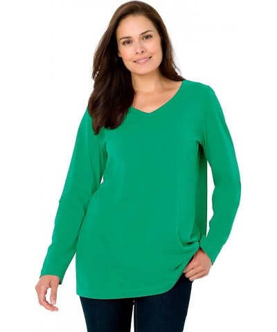 Women's Plus Size Perfect Long-Sleeve V-Neck Tee Shirt Raspberry $16.09 Tees