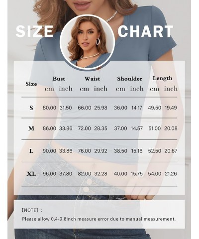 Womens Short Sleeve Basic T-Shirts V Neck Tops Cute Summer Tops Button Down Slim Fit Tees Y2k Clothing 2024 Gray Blue $11.39 ...