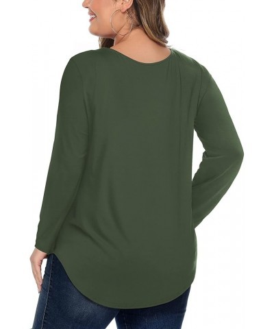 Womens' Plus Size Tops with Short/Long Sleeve Criss Cross Neck C: Olive Green $10.99 Tees