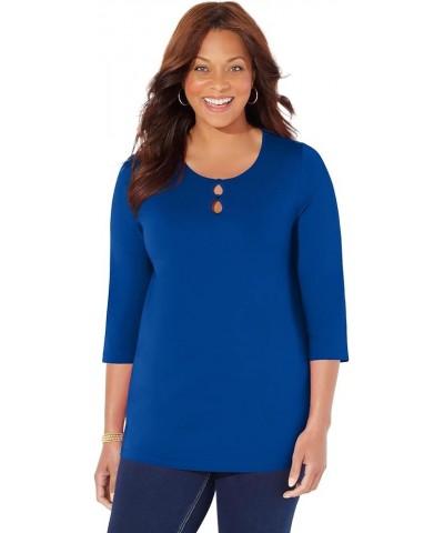 Women's Plus Size Suprema Teardrop Tee Dark Sapphire $20.54 Tees