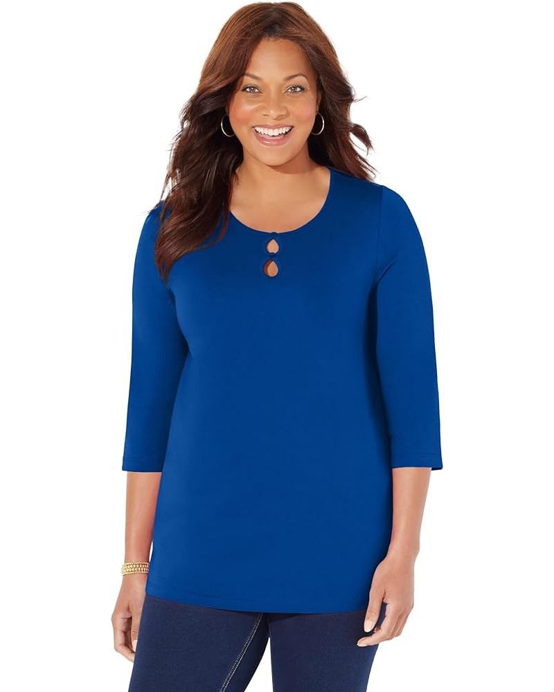 Women's Plus Size Suprema Teardrop Tee Dark Sapphire $20.54 Tees