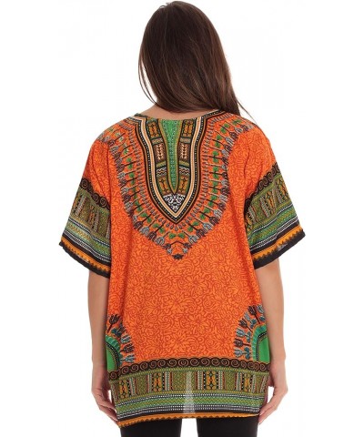 Dashiki Shirt for Women with Pockets African Tribal Print Boho Top Orange $10.59 Tees