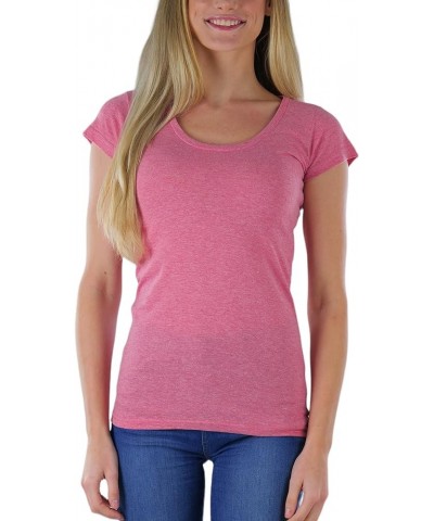 Women's Slim Fit Short Sleeve Crew Neck Tee Scoop Neck - Mountain Stone Red $7.51 Tees