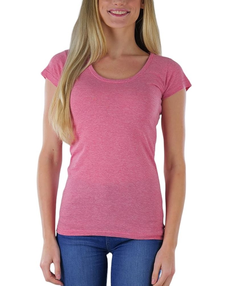 Women's Slim Fit Short Sleeve Crew Neck Tee Scoop Neck - Mountain Stone Red $7.51 Tees