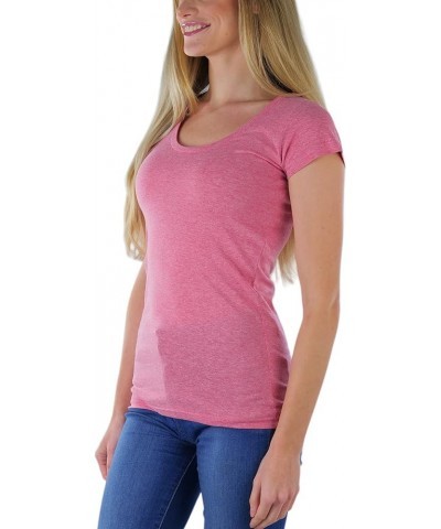 Women's Slim Fit Short Sleeve Crew Neck Tee Scoop Neck - Mountain Stone Red $7.51 Tees