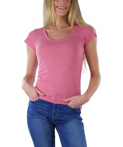 Women's Slim Fit Short Sleeve Crew Neck Tee Scoop Neck - Mountain Stone Red $7.51 Tees