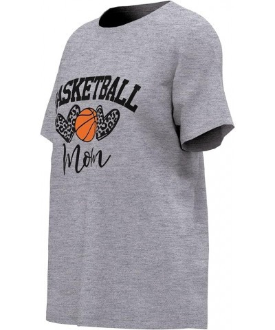 Womens Basketball Mom T-Shirt Graphic Tees Shirt Summer Short Sleeve Casual Tops A1-grey $11.19 Tees