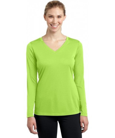 Ladies Long Sleeve V-Neck PosiCharge Competitor Tee, Pink Raspberry Lime Shock $7.64 Tees