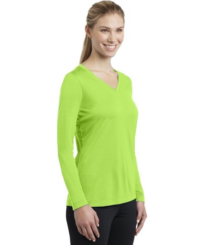 Ladies Long Sleeve V-Neck PosiCharge Competitor Tee, Pink Raspberry Lime Shock $7.64 Tees