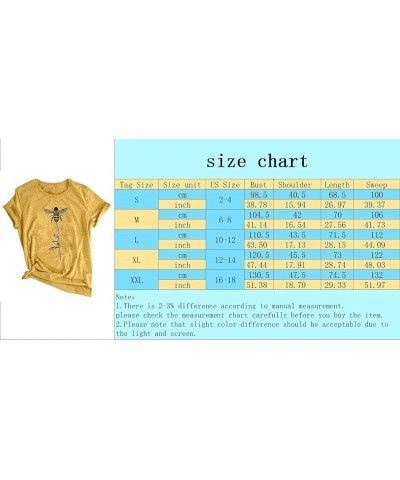 Womens Short Sleeve Let it Bee T Shirts Casual Graphic Cute Letter Printed Loose Tees Tops A-Grey A-sky Blue $9.87 Tees