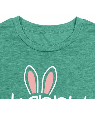 Happy Easter Shirts for Women Funny Rabbit Bunny Shirt Easter Short Sleeve Holiday Tee Tops Green $10.12 Tees