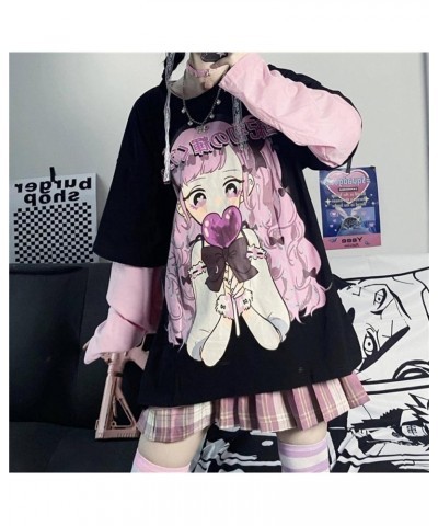 Goth Shirt for Women Kawaii Shirts Harajuku Fashion Gothic Clothes Y2K Grunge Tops for Teen Girls Anime Long Sleeve Pink $11....