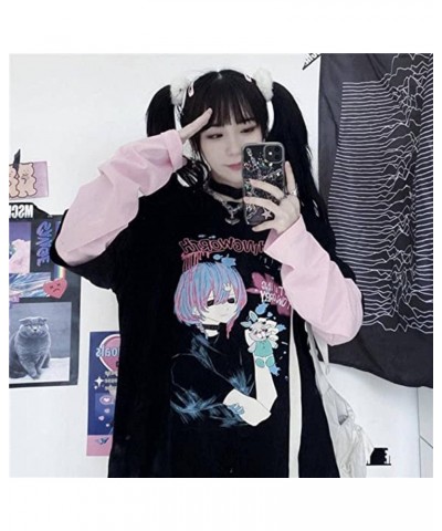 Goth Shirt for Women Kawaii Shirts Harajuku Fashion Gothic Clothes Y2K Grunge Tops for Teen Girls Anime Long Sleeve Pink $11....