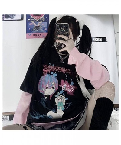 Goth Shirt for Women Kawaii Shirts Harajuku Fashion Gothic Clothes Y2K Grunge Tops for Teen Girls Anime Long Sleeve Pink $11....