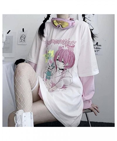 Goth Shirt for Women Kawaii Shirts Harajuku Fashion Gothic Clothes Y2K Grunge Tops for Teen Girls Anime Long Sleeve Pink $11....