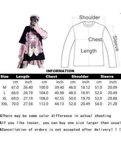 Goth Shirt for Women Kawaii Shirts Harajuku Fashion Gothic Clothes Y2K Grunge Tops for Teen Girls Anime Long Sleeve Pink $11....