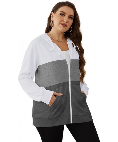 Lightweight Zip Up Hoodies for Women Hooded Sweatshirts Long Sleeve Thin Jacket with Zipper 02--colorblock-white $18.50 Hoodi...