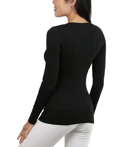 Women's Classic V Neck Long Sleeve Tee Black $11.55 Tees