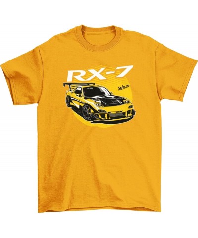 Mazda RX7 FD Yellow T-Shirt | Racing Car Short Sleeve Shirts Gift for Car Lovers Rotary Automotive Enthusiasts Adult Gold $13...