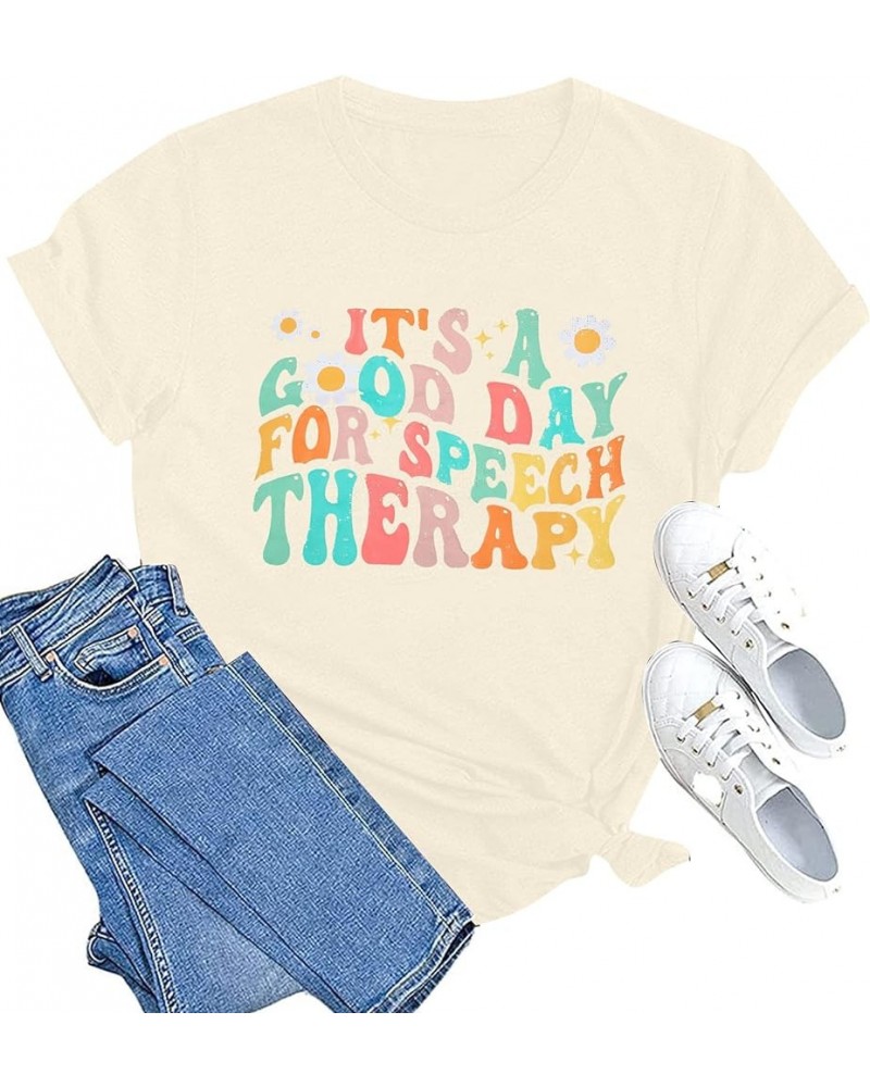 Speech Language Pathologist Shirt Women: It's A Good Day for Speech Therapy Shirts SLP Gifts Shirt Autism Awareness Tee Top A...